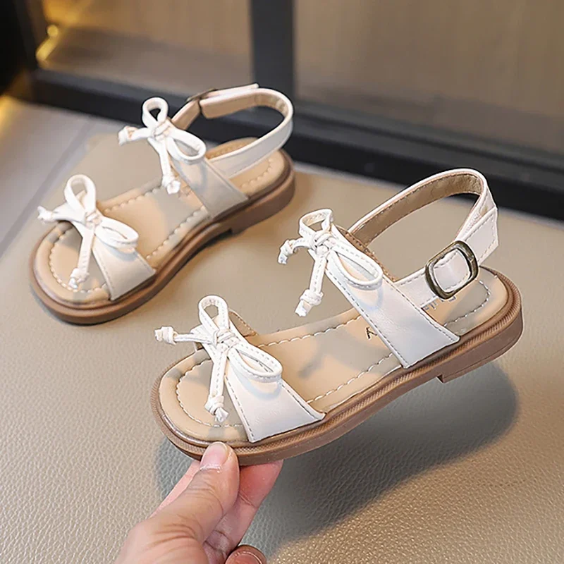 

2025 Summer New Children's Sandals Fashion Bow Girls' Princess Sandals Soft Bottom Anti Slip Baby Kid's Casual Beach Shoes