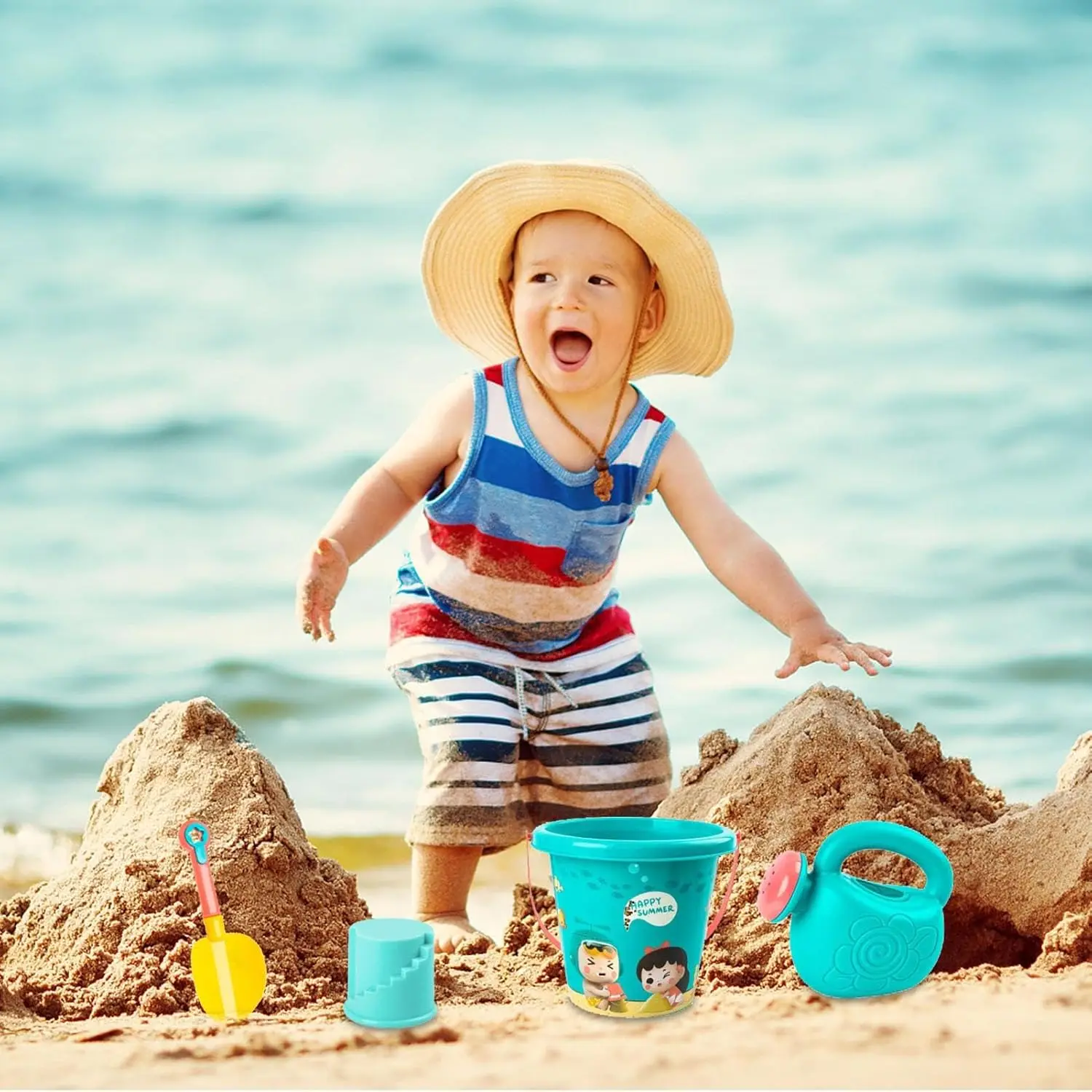 Beach Toys – Coastal Toy Sets, Cartoon Figures, Outdoor Digging Tools, Summer Activity Learning Toy Collection