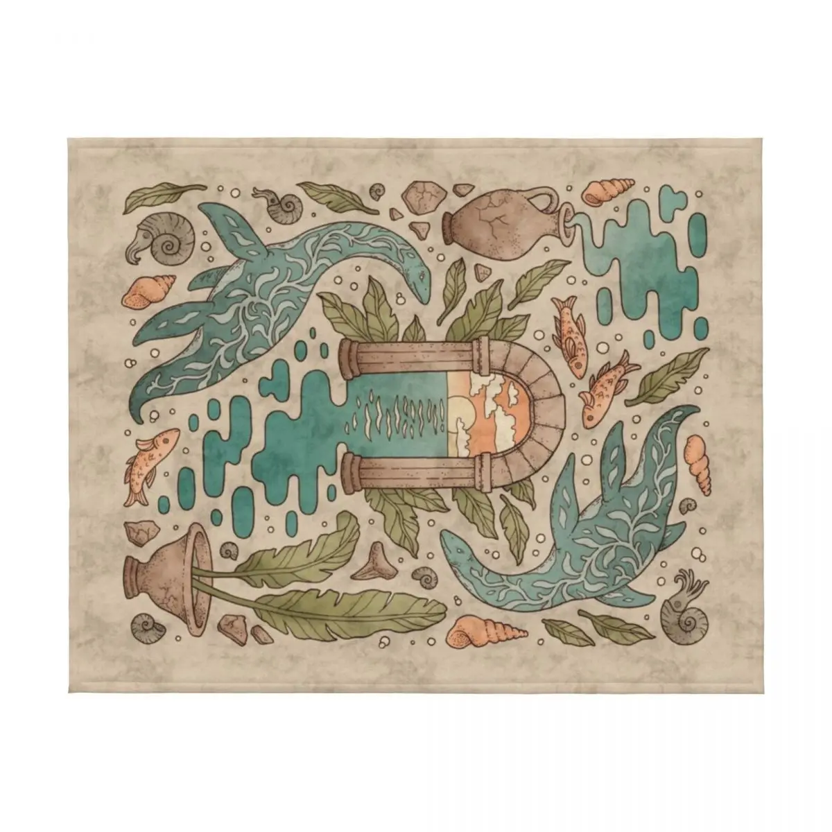 الجنة Panthalassa التاريخ الطبيعي المحيط الخيال الفن رمي بطانية السرير يغطي الثقيلة للنوم البطانيات أنيمي الزخرفية #2