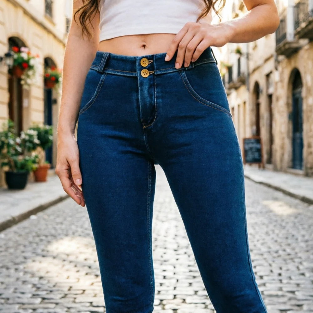 

Elastic Shaping Jeans Butt Lift Women Slim Peach Hip Denim Pants Tights Pencil Trousers Push Up Legging Beautiful Hot Girl Dark