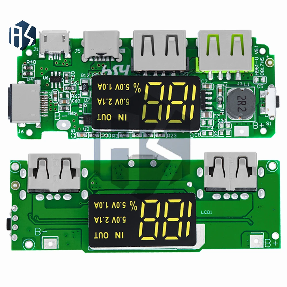 LED المزدوج USB 5 فولت 2.4A مايكرو/Type-C USB المحمول قوة البنك 18650 شحن وحدة شاحن بطارية ليثيوم مجلس حماية الدائرة