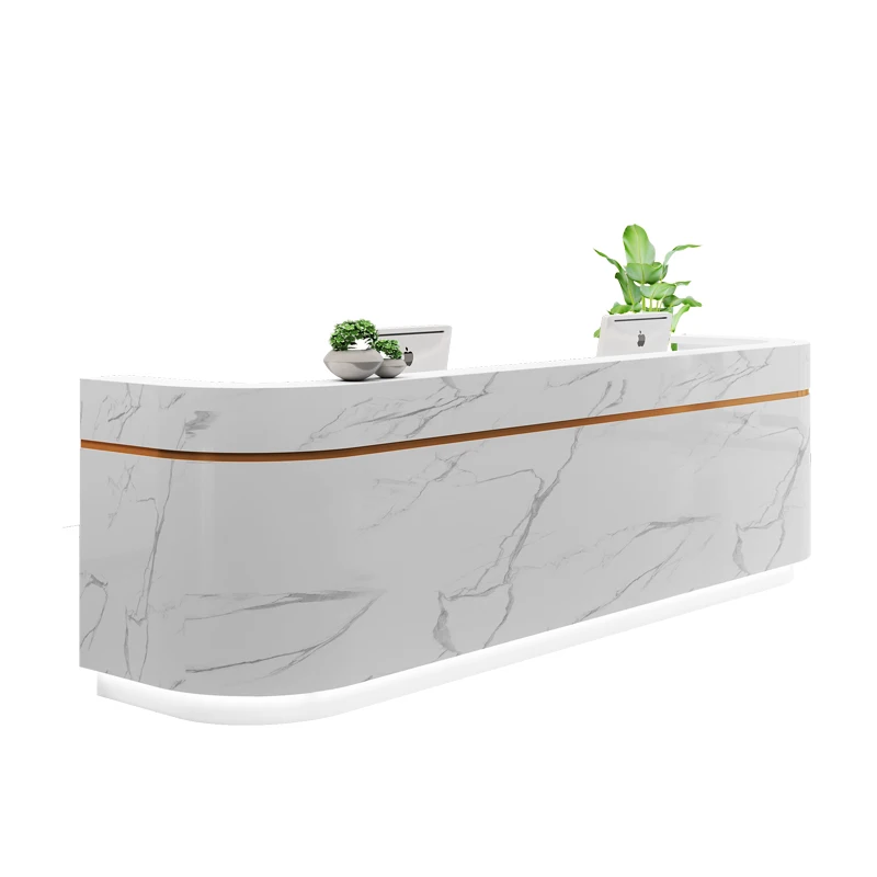 

Office furniture Reception desk Training desk Information desk Curved imitation marble Customized paint