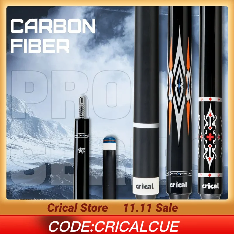 

CRICAL Pool Cue Stick with Carbon Fiber shaft 12.5mm Tip for Low Deflection Professional Carbon Billiard Cue