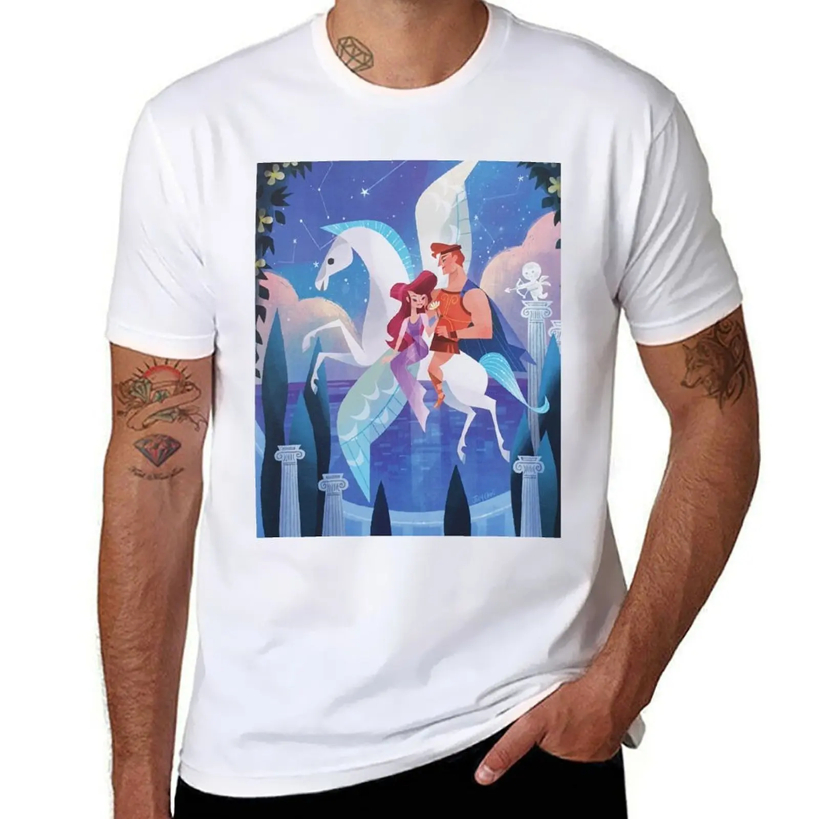 

Hercules, Meg & Pegasus T-Shirt man t shirts graphic man t shirts cotton T-Shirt