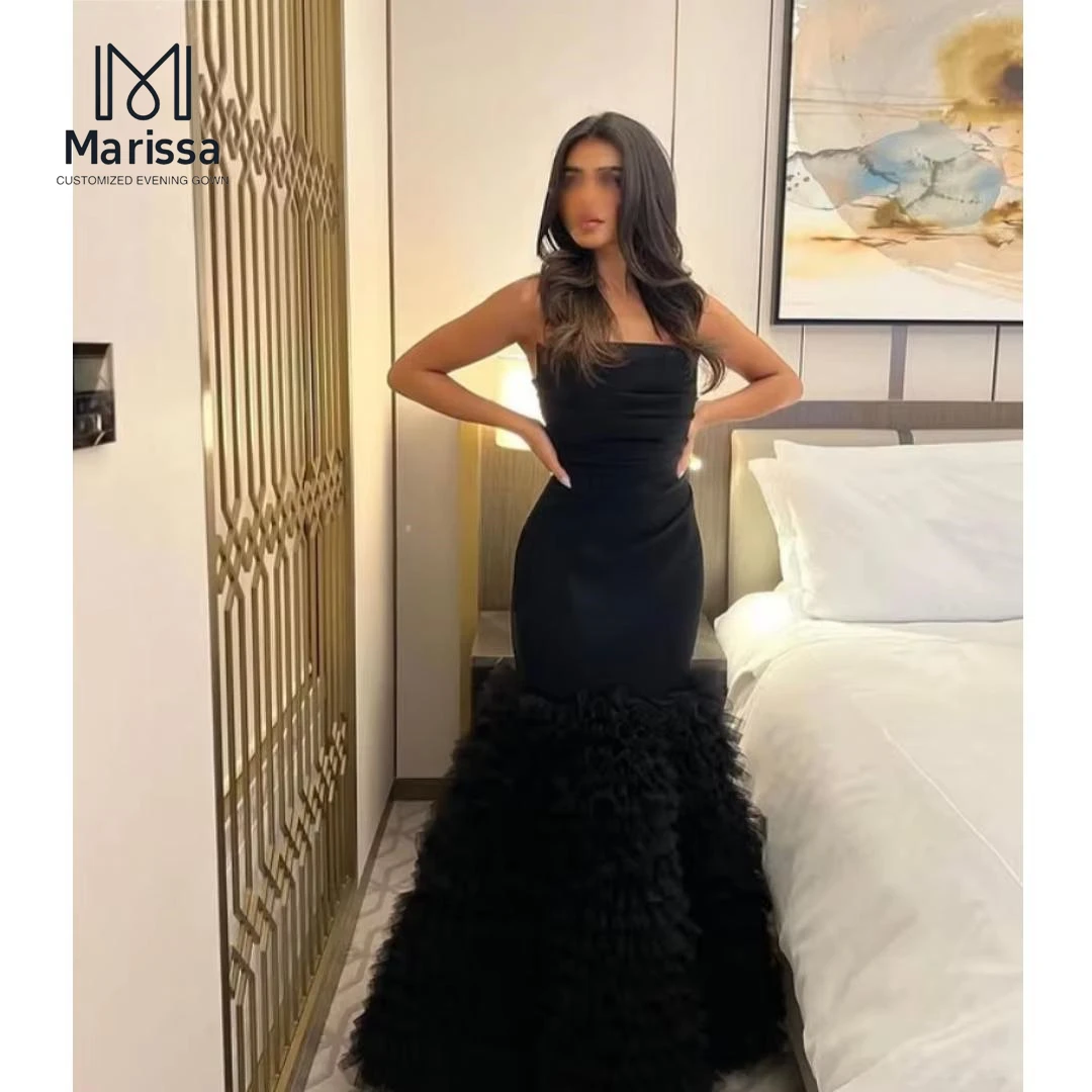

Marissa Fish Tail Luxury Prom Dress 2025 Chiffon Prom Dresses Elegant Evening Party Custom Made Off the Shoulder Black Ball Gown