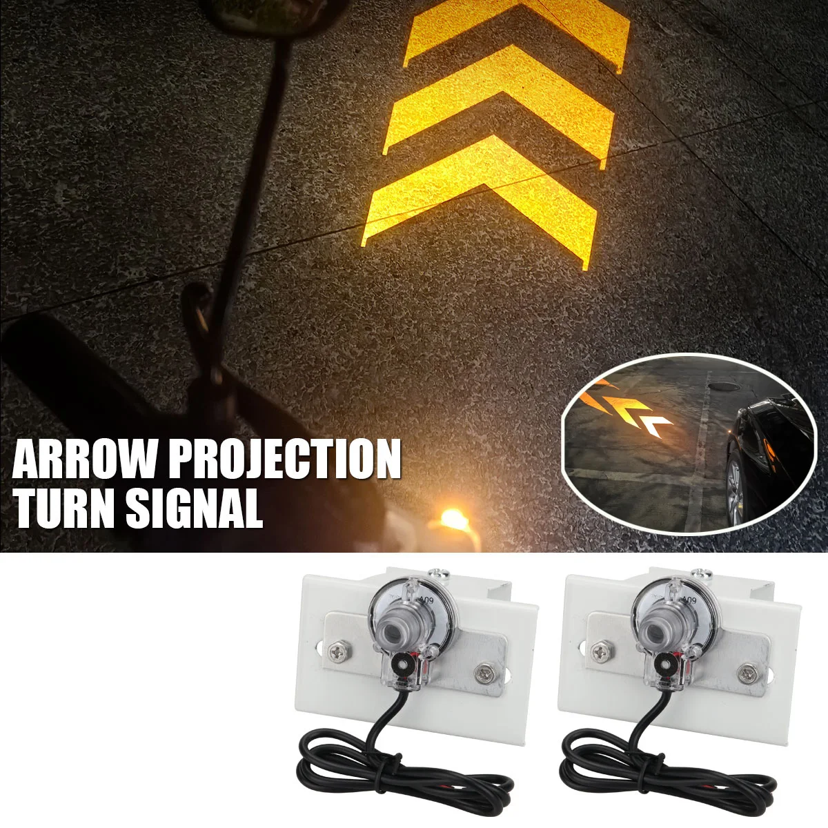 

Проекционный указатель поворота со стрелкой для мотоцикла, автомобиля, янтарный мигающий сигнал, динамический проекционный индикатор, DRL, модификация освещения днища