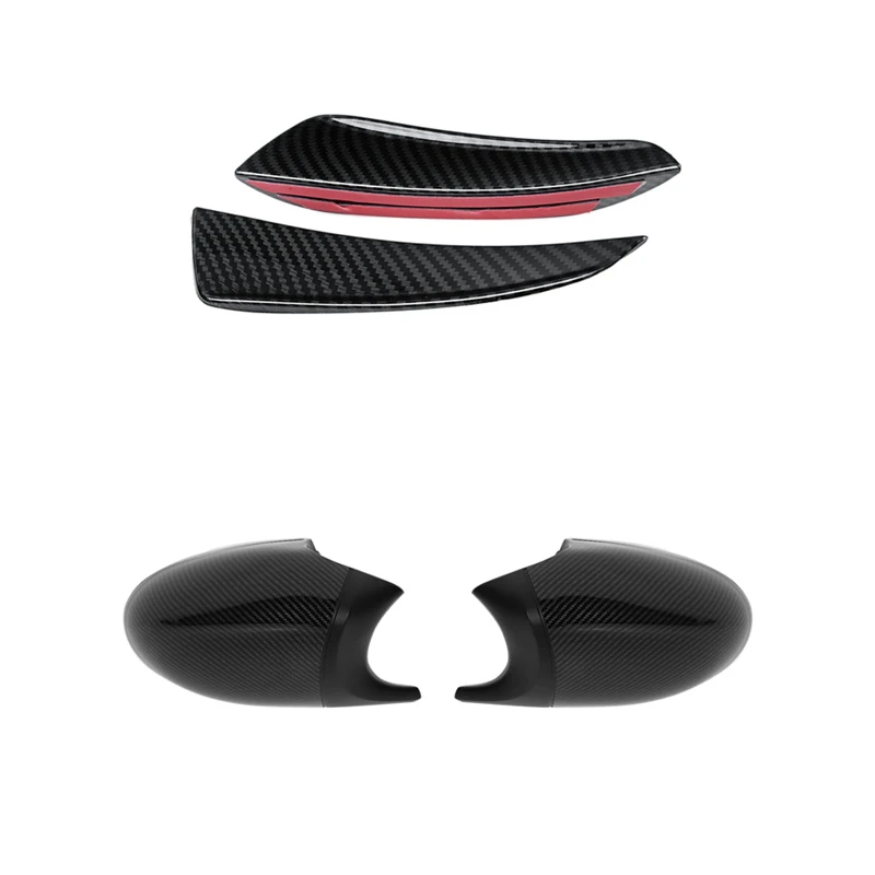 

1 Pair Front Bumper Outer Side Spoiler Splitter & 1 Pair Rearview Mirror Cover Side Wing Mirror Caps