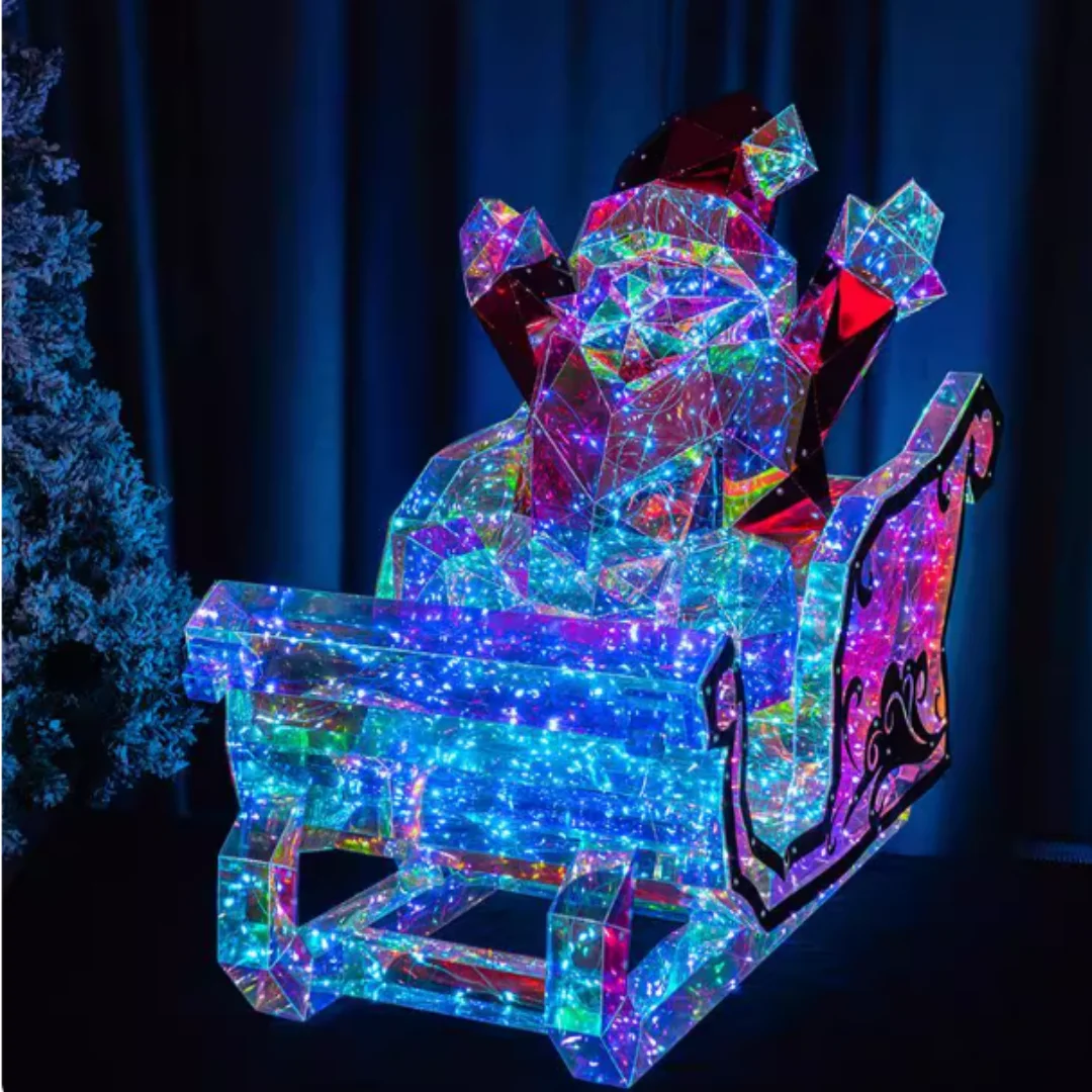 Handmade Sled Snowman Atmosphere Light Christmas Theme Party Decoration Set Colorful Ornament Small Night Light