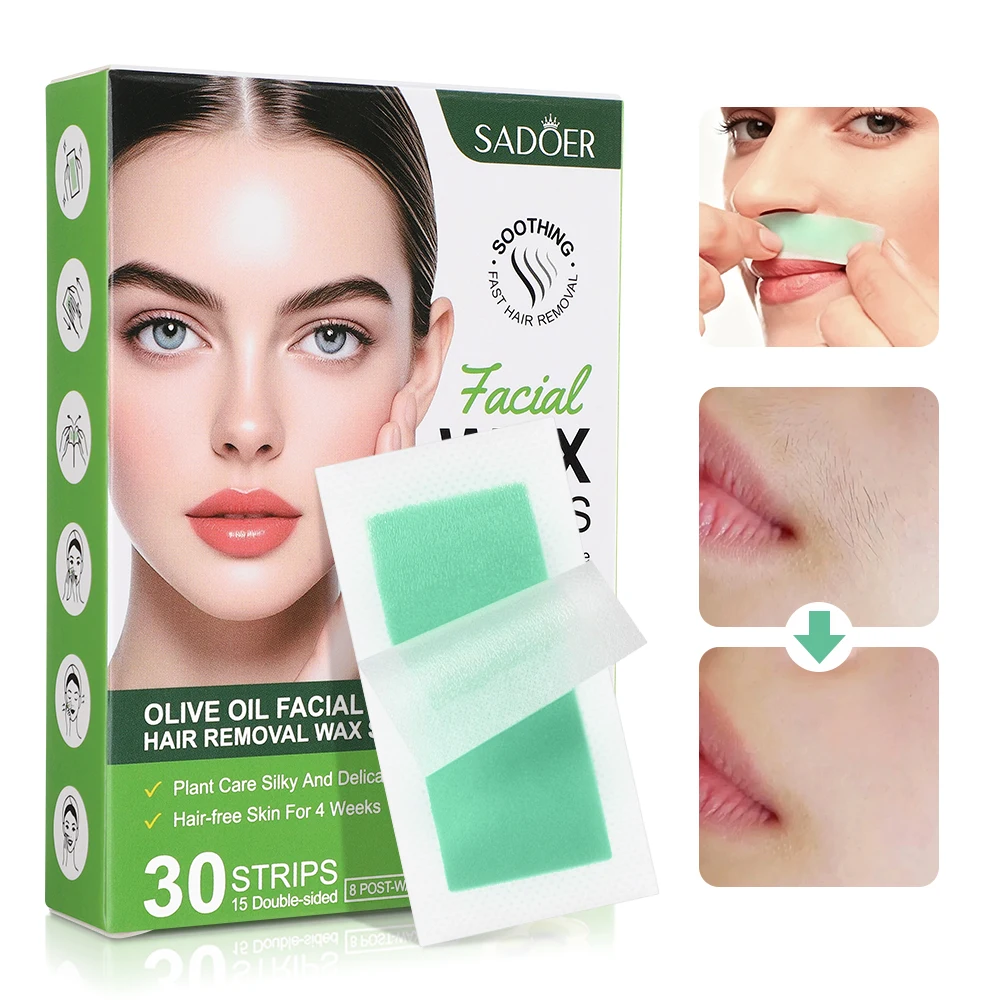 

30 Pcs Depilatory Facial Wax Strips For Hair Removal Wax Paper Cold Wax Strips Paper For Face Neck Arm Leg Body Beauty Tools