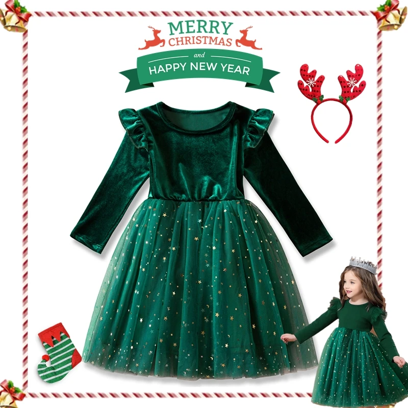 

Christmas Dress For Girls Tulle Dresses Kids New Years Gift Princess Dress Sequin Tutu Autumn Birthday Party Clothing For Girls