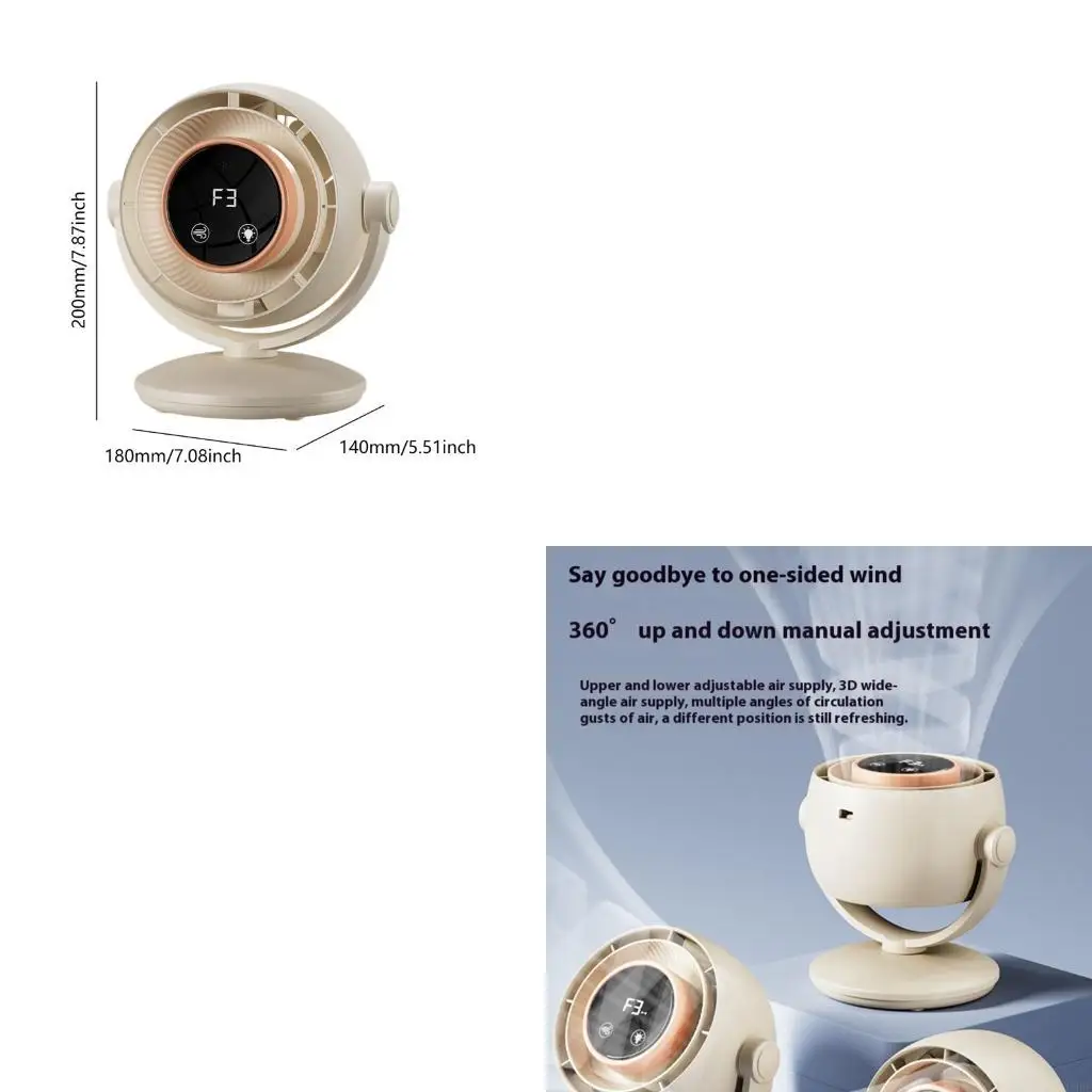 

Тихий мощный вентилятор с аккумулятором емкостью 4000 мАч и 3-скоростной регулируемой текстурой из АБС-пластика.