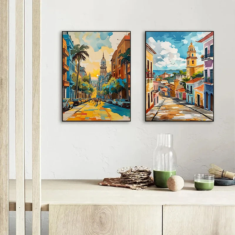 الألوان المائية الأمازون الغابات المطيرة البرازيل تشيلي مدينة السفر الملصقات والمطبوعات قماش الطباعة جدار صورة فنية لديكور غرفة المعيشة #3