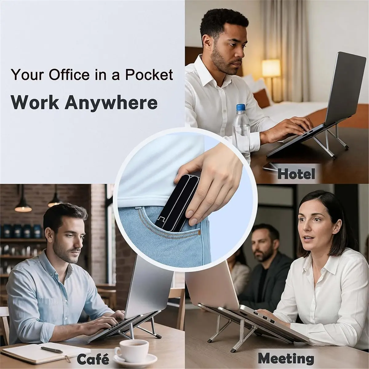 Foldable Portable Laptop Stand, Ventilated Ergonomic Riser, Fits 10‑16
