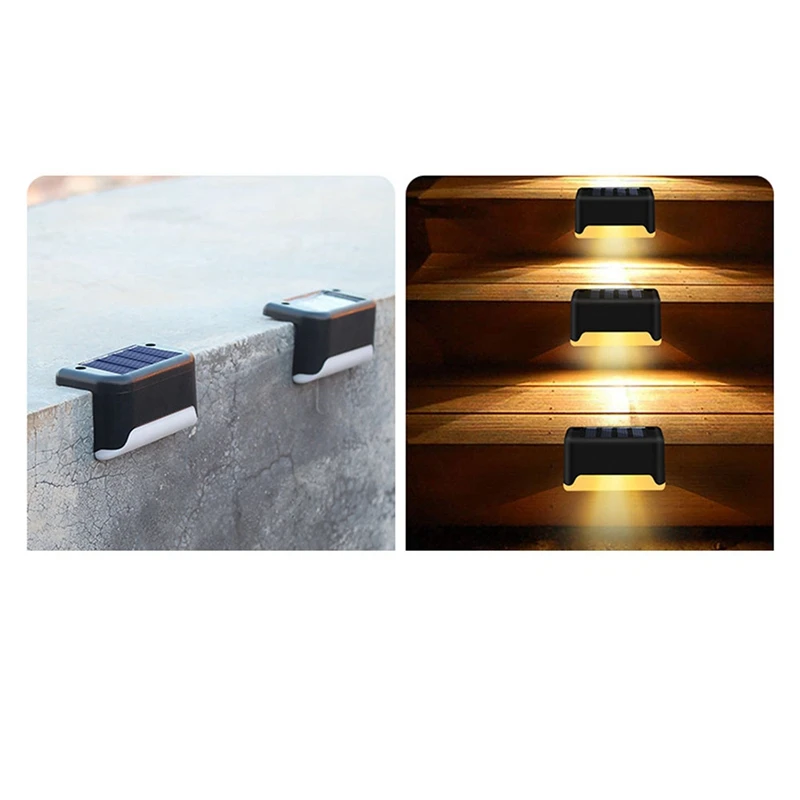 8-teiliges Außentreppen-Solarlicht, wasserdicht, für den Garten, Stufenlampe, Zaun, Weg, Hof, Terrasse, Garten, Dekor, Rasen, LED, warmes Licht