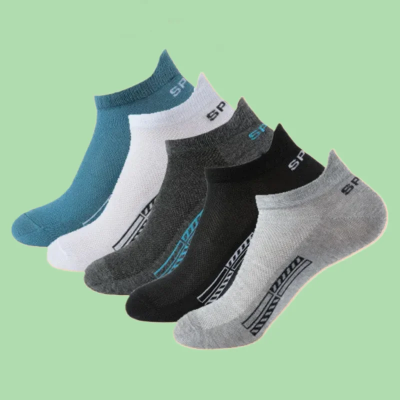 5/10 Pairs High Quality Breathable Mesh Sports Compression Summer Low-Cut Boat Socks Pure Cotton Fashion Men's Short Ankle Socks