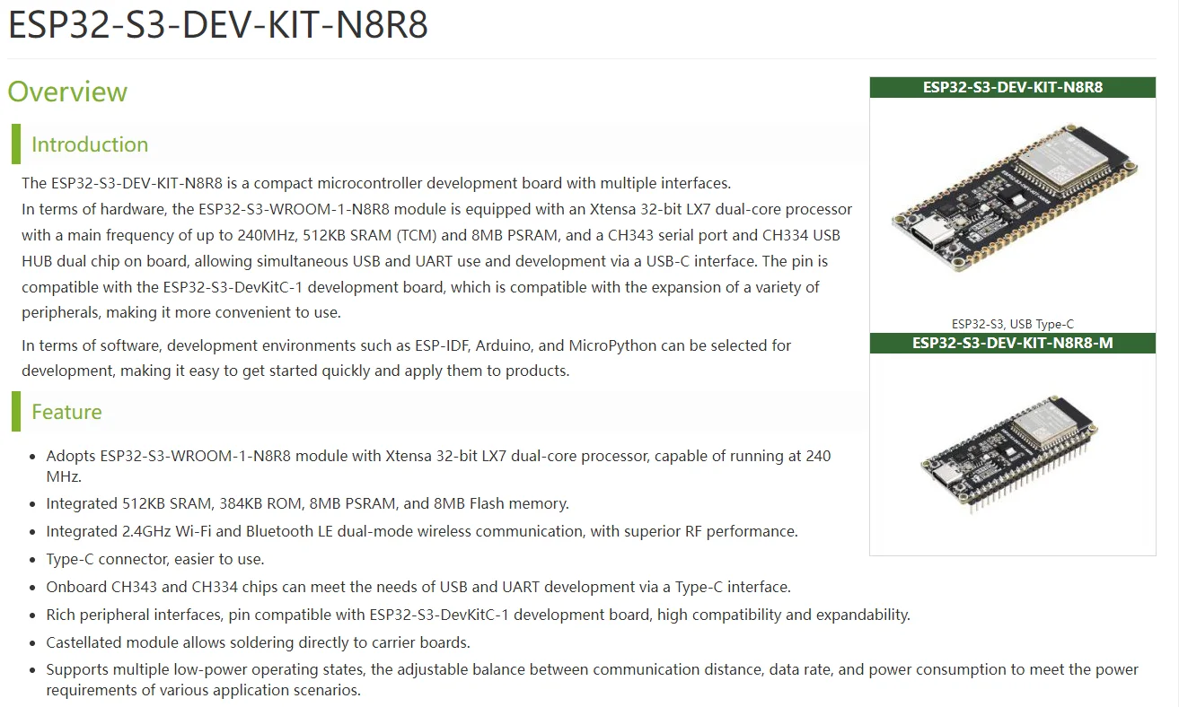 ESP32-S3 Mikro controller 2,4 GHz Wi-Fi-Entwicklungs platine 240MHz Dual-Core-Prozessor ESP32-S3-Wroom-1-N8R8 modul – Detail 1