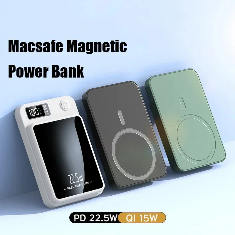 10000mAh Portable Magnetic Power Bank Fast Wireless Charger for Iphone 12 13 14 Pro Max Macsafe External Auxiliary Battery Pack