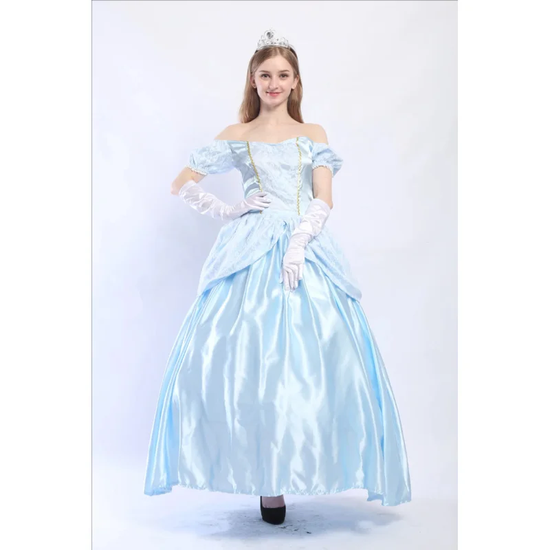 

New ❤2025 Women Girls Classic Cinderella Princess Adult Sexy Fairy Tale Palace Long Dress Fantasia Party Performance ☆ ☆ ☆