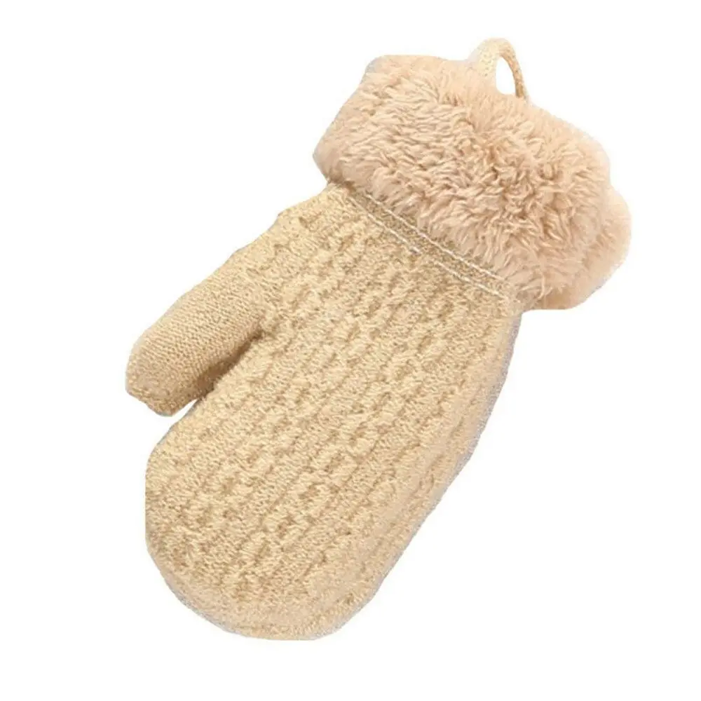 

For 1-4 Years New Hot Soft Hanging Neck Gloves Thick Warm Cute Cartoon Knitted Mittens