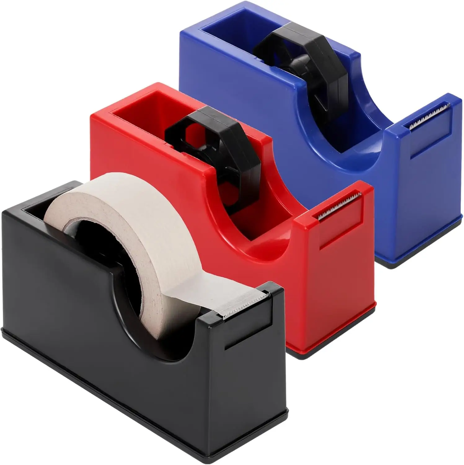 3 Pack Desktop Tape Dispenser Holder with 1 Inch Core and 3 Inch Core, (Tape not Included)