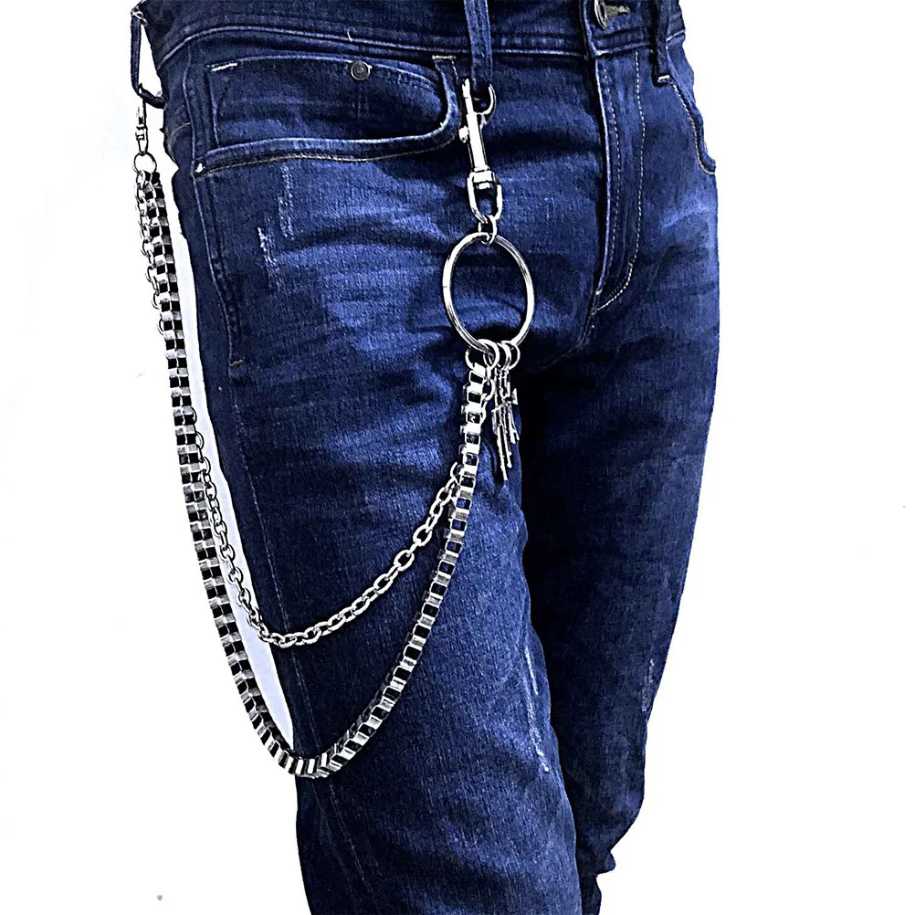 

2Pcs Fashion Waist Chain Metal Cross Detail Dual Layer Pants Chain Unisex Punk Rock Accessory Perfect Gift for Hip Hop Dancer