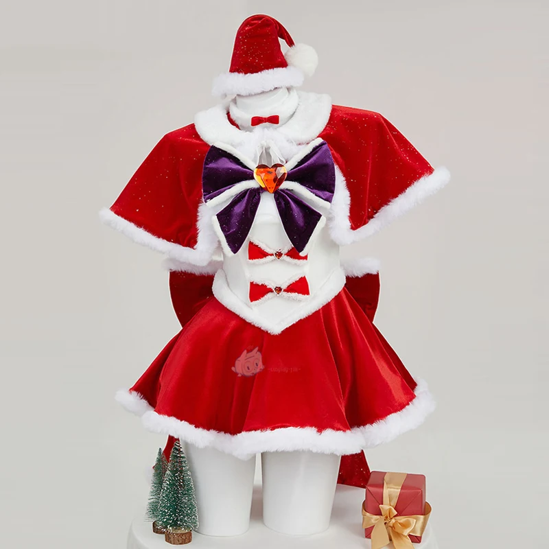 

Women Sexy Christmas Costume Tsukino Usagi Cosplay Costume Cute Christmas Dress Cloak Hat Gloves Suit Christmas Carnival Clothes