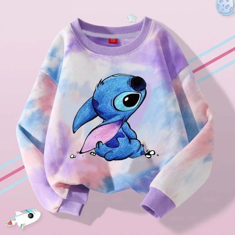 Kawaii Lilo Stitch Children Sweatshirt Cute Disney Cartoon Printed Sweatshirt Boys Girls Casual Sports Tops Baby Autumn Clothes