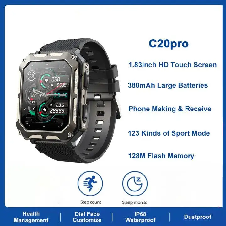 

LeadoysC20pro Outdoor Sports Running Mountain Climbing Smart Watch 1.83-inch HD Screen TFT Smart Watch Men's and Women's Holiday