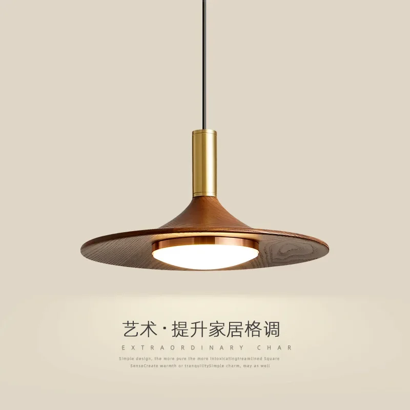 

Japanese Wabi Sabi Style Restaurant Pendant Light Creative Walnut Colored Flying Saucer Hanging Light Home Bedroom Lighting