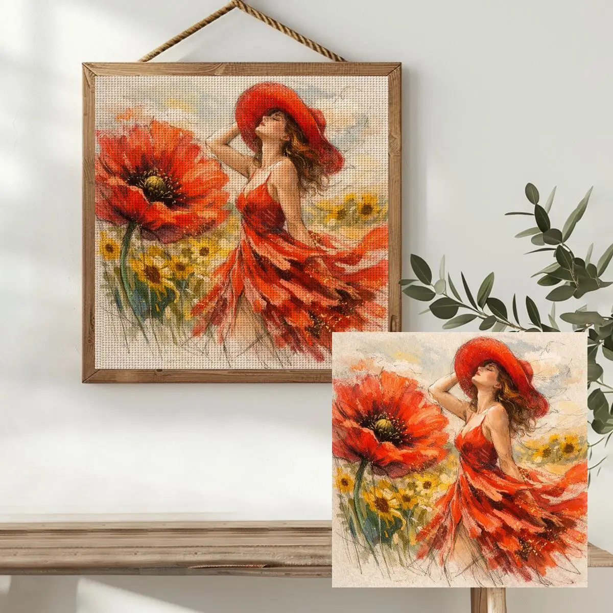 1 Stück 30x30 cm/11,8 Zoll Herbsttag Gestempeltes Kreuzstich-Set DIY-Kit 11/14/16CT DIY-Stickset DIY-Kreuzstich-Set – Detail 2