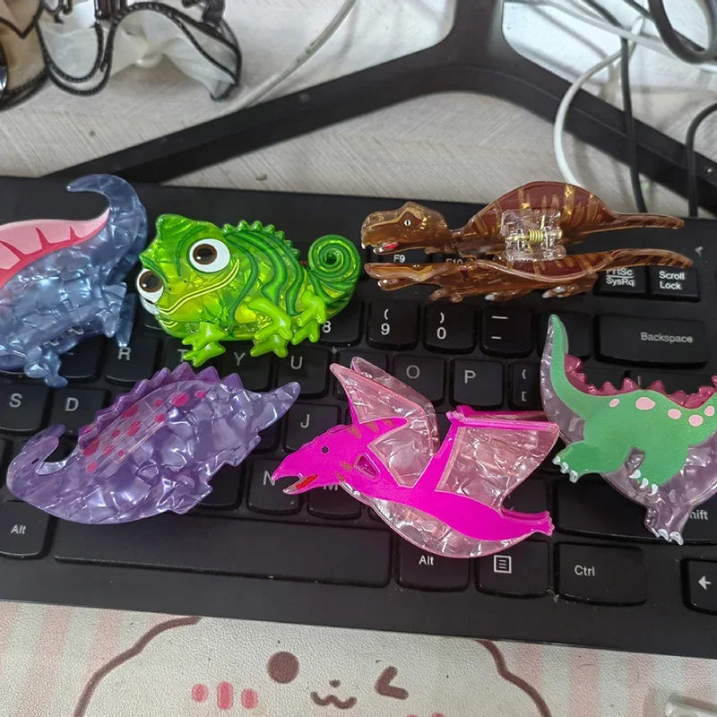Colorful Dinosaur Hair Claw Funny Chameleon Crab Hair Clip Cute Acetate Claw Clips Hair Accessories For Women Girls