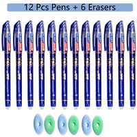 12Pcs/Set Erasable Gel Pens Black Blue Refill Rod 0.5mm Ballpoint Pen Washable Handle School Office Writing Supplies Stationery