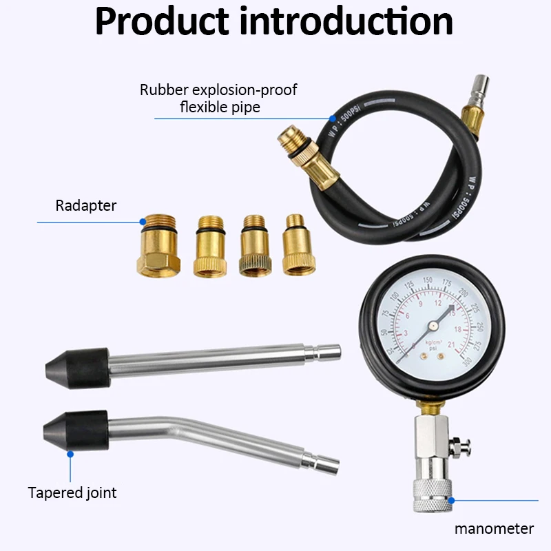 Professional Petrol Engine Cylinder Compression Tester Kit 0-300PSI Engine Cylinder Pressure Gauges Car Motor Diagnostic Tool