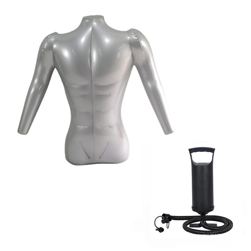 

Надувная мужская модель половины тела, надувной манекен из ПВХ с торсом на руку для демонстрации одежды, манекен с ручным насосом