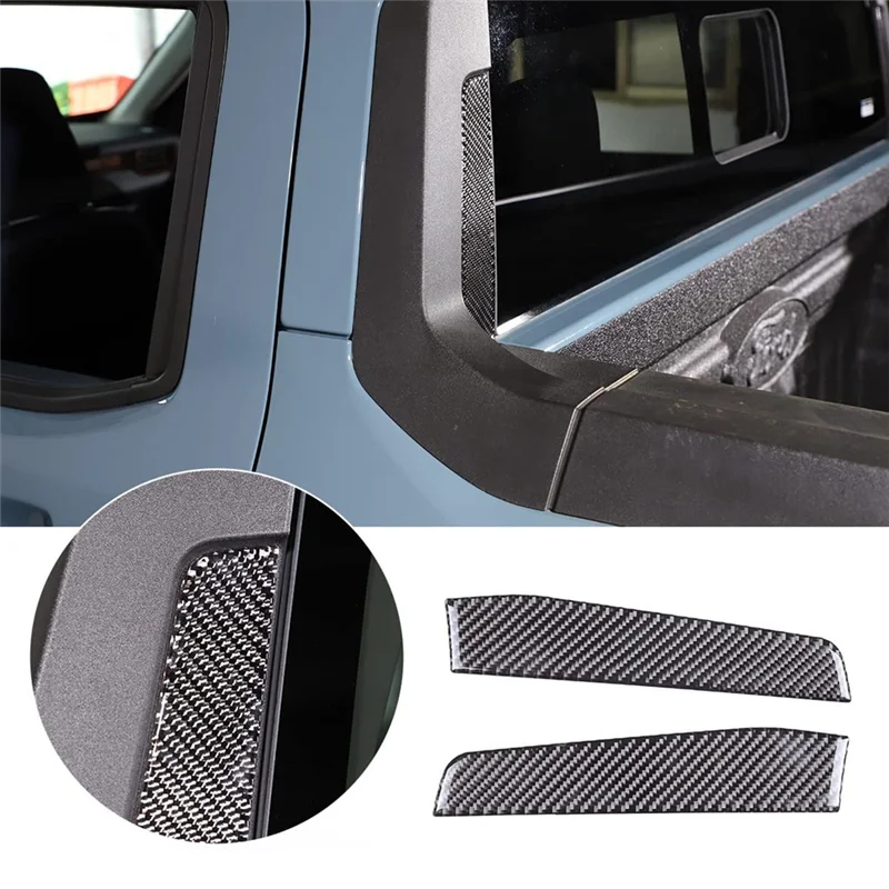 Rear Glass Side Anti-Scratch Cover Trim Decal Stickers for Ford Maverick 2022 2023 Accessories - Soft Carbon Fiber