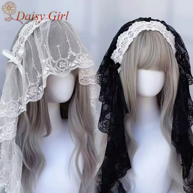 

2026 Оригинальный аксессуар для волос в стиле субкультуры Second Dimension Lolita Gothic: темный кружевной ангельский головной убор, банты, повязки для волос