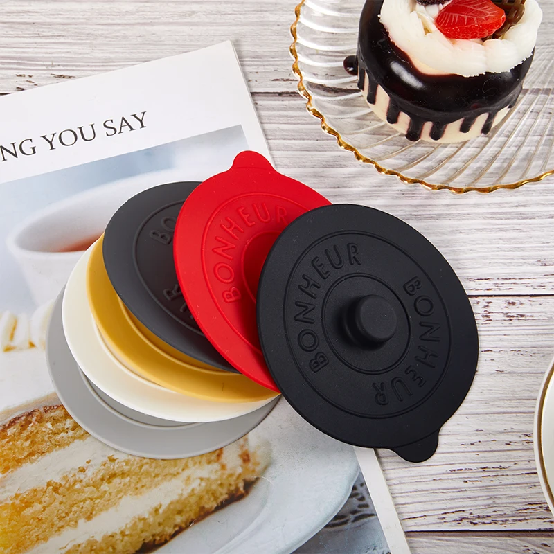 1pcs Silicone Glass Cup Cover Universal Sealing Protective Lid Heat Temperature Preserve for Coffee/Milk Cup with Convex Handle