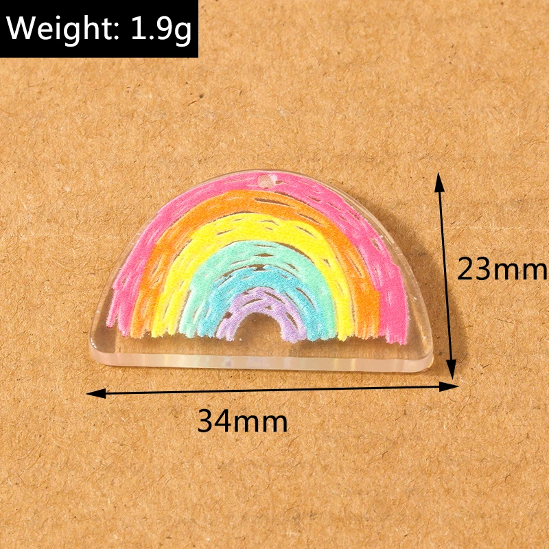 10 Stück bunte Acryl-Regenbogen-Anhänger für die Schmuckherstellung, böhmische Anhänger, DIY-Halskette, Ohrringe, Schlüsselanhänger, Zubehör – Detail 5