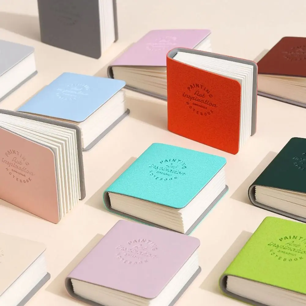 3Pcs Thick Drawing Paper Mini Drawing Book Unlined PU Leather Cover Miniature Sketchbook Compact Blank Paper