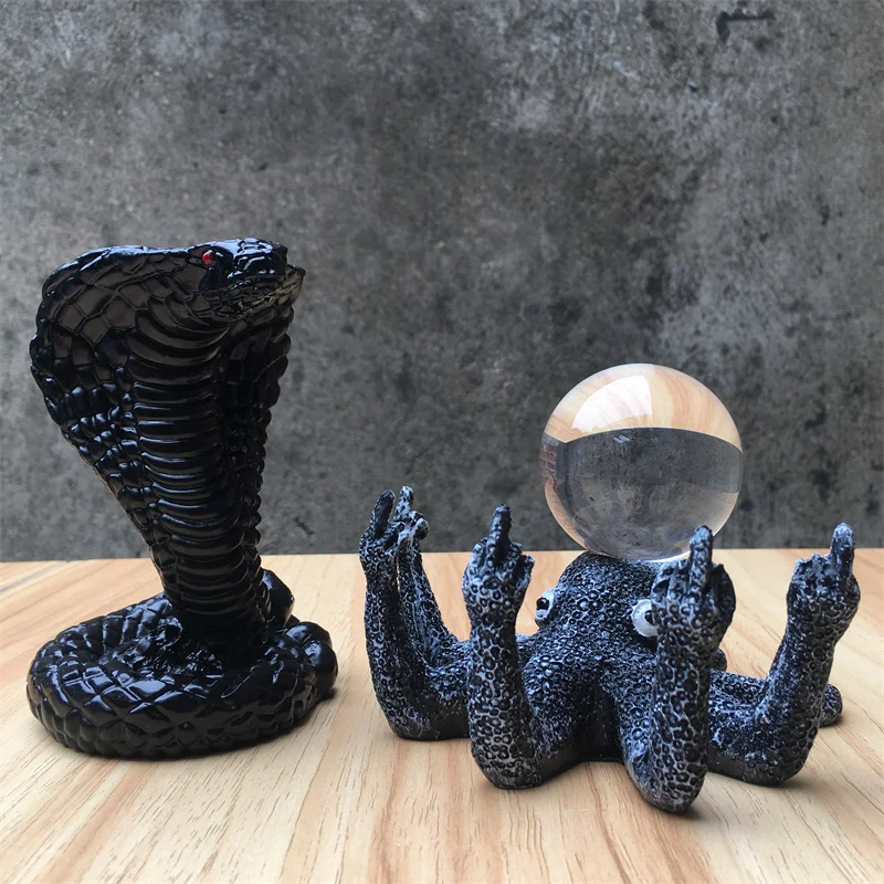 Octopus Shape Resin Crystal Sphere Holder Snake Shape Figurines Crystal Ball Display Stand Base Home Room Decoration