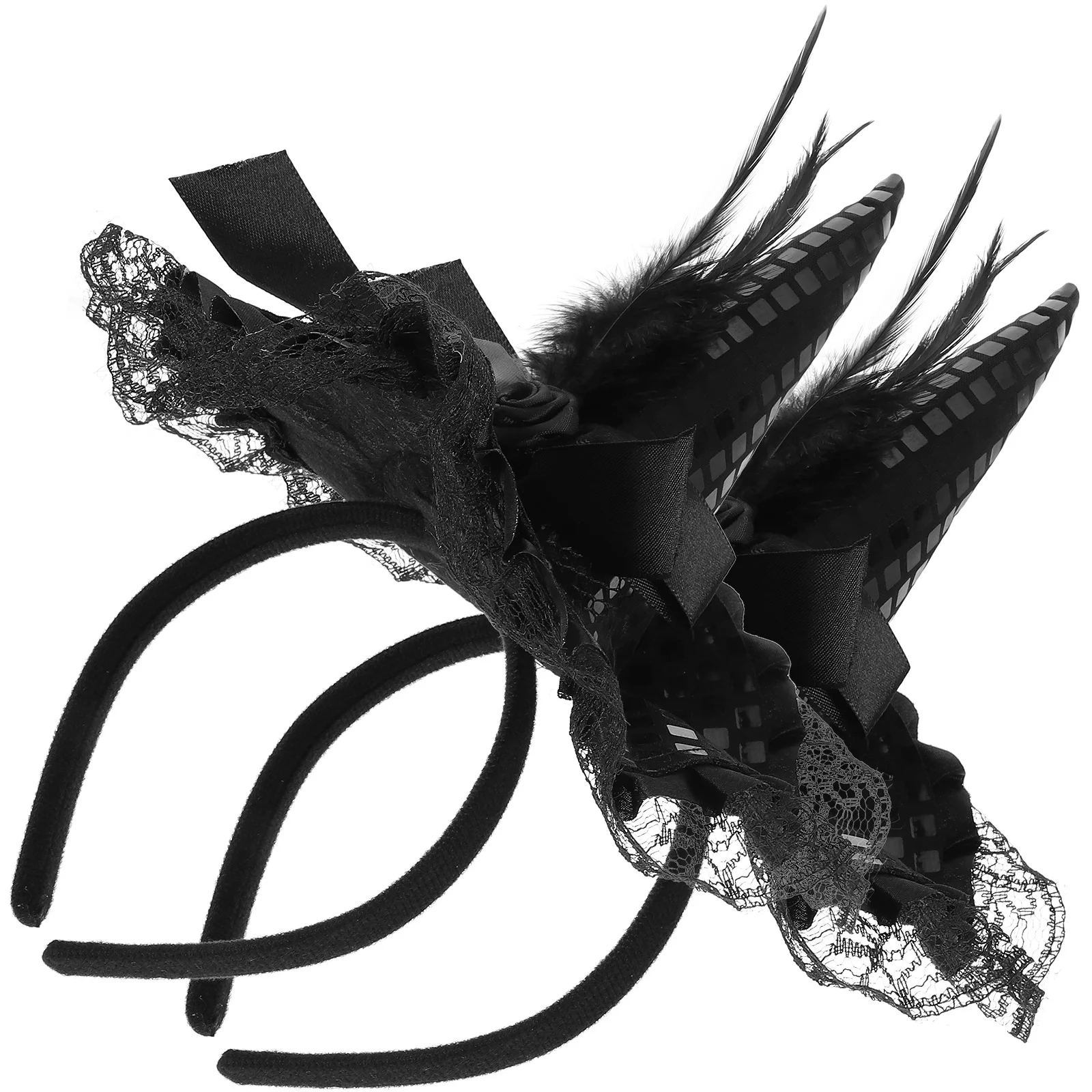 

2 Pcs Witch Headband Sequin Hat Decoration Halloween Hair Cosplay Hoops Decorate Dress Up Fabric Funny Miss Novel Wear