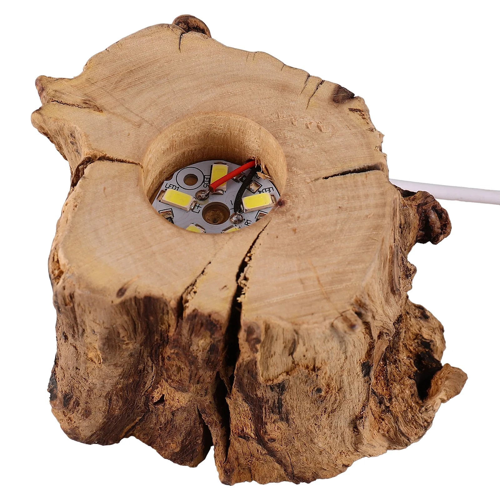 

Wooden Crystal Ball Stand Stump Shaped Night Light Stand USB Charging LED Light Holder