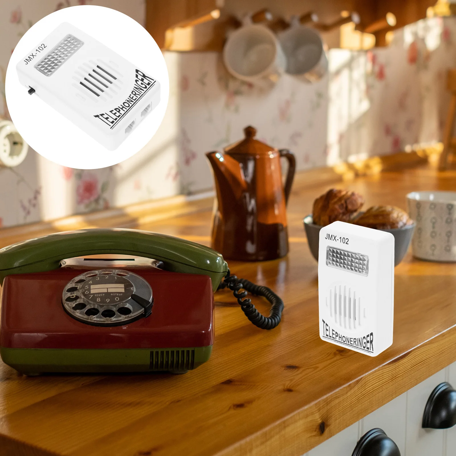 Telephone Ringer Amplifier White Phone Ring Booster for Elderly Home Landline Sound Volume Enhancer Accessories Storage