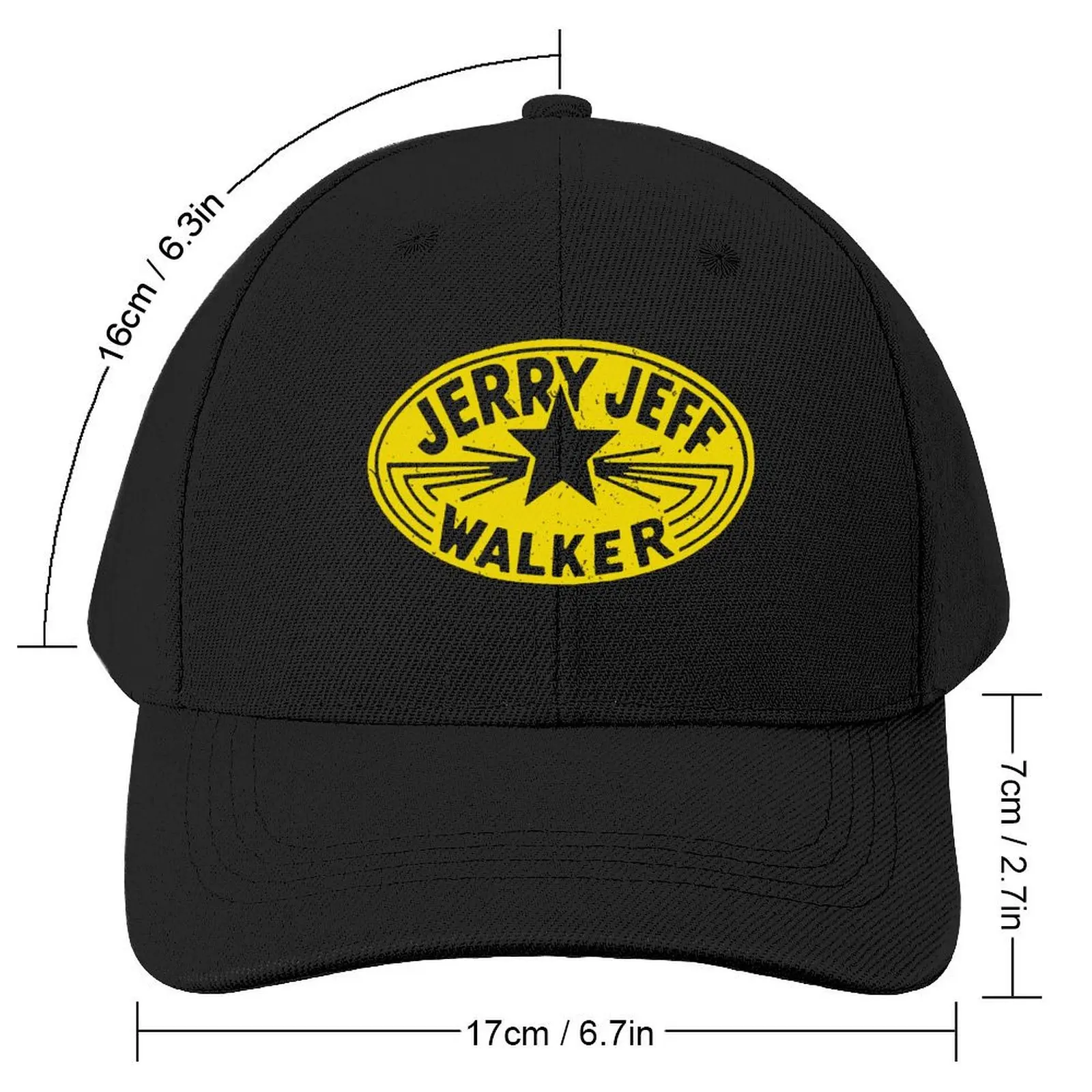 Jerry Jeff Walker vintage yellow logo Baseball Cap Brand Man cap black Beach Outing Men's Women's