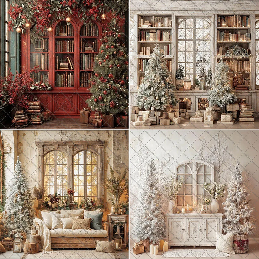 Mehofond Fotografie Hintergrund Winter Weihnachten Zimmer Kamin Weihnachtsbaum Geschenke Kinder Familie Porträt Dekor Hintergrund Foto Studio