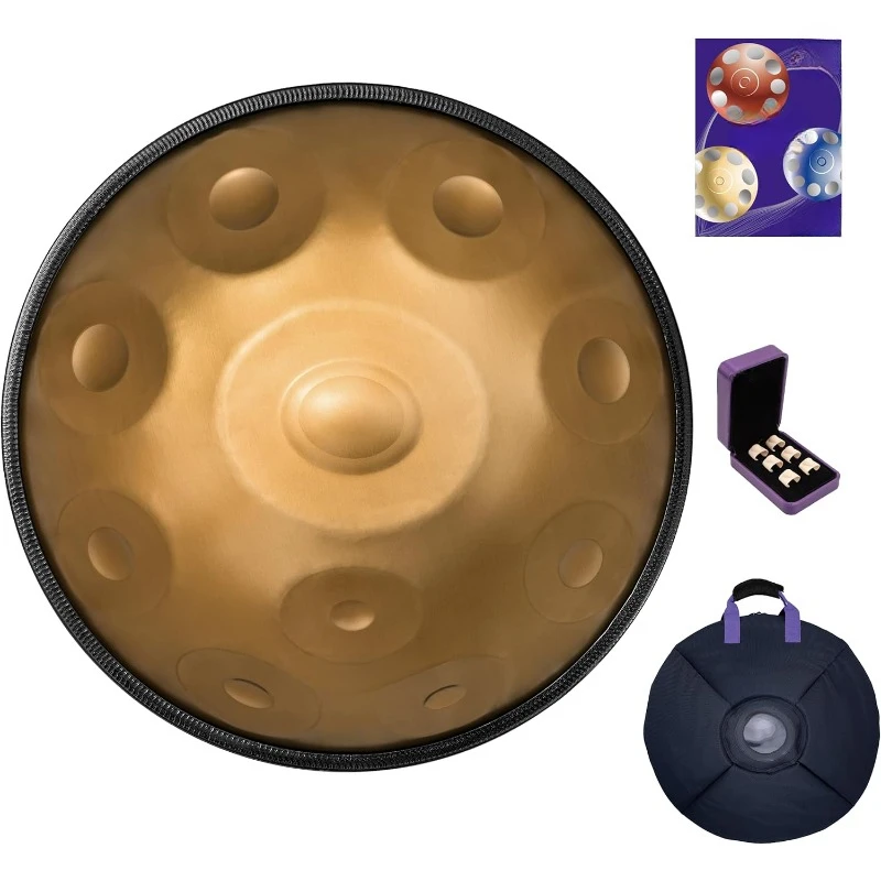 Handpan in D Minor,432hz, 22 inches with 10 notes, comes with a backpack finger sleeves, stand, cleaning cloth