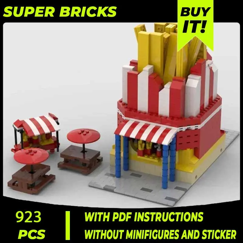 City Street View Model Moc Building Bricks French Fries Stand Technology Modular Blocks Gifts Christmas Toys DIY Sets Assembly