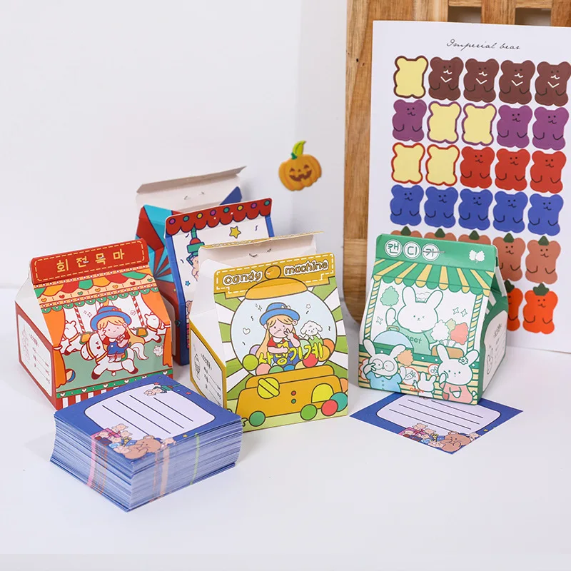 Cute Sweet Milk Box Notes studente rimovibile in scatola Note Note Paper Memo Pad