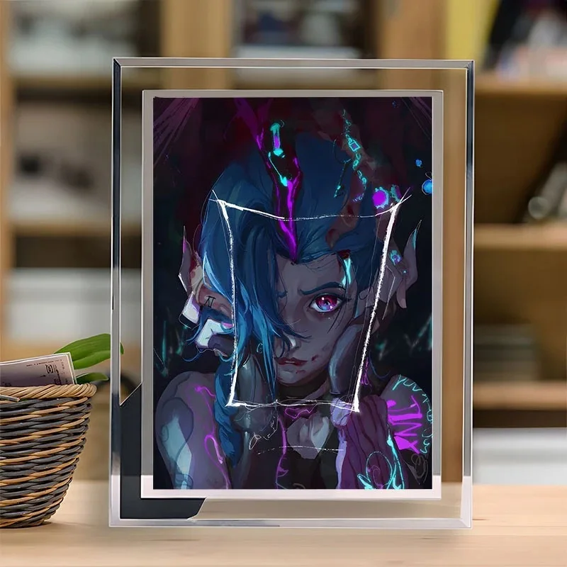 إطار صورة Arcane Season 2 Glass Frame Anime Arcane Jinx Ekko مع إطار صورة زجاجي أمامي أسود