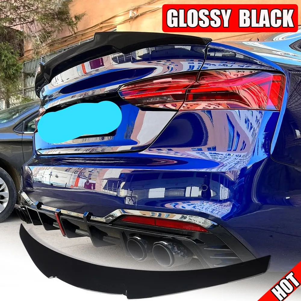 For Audi A5 B9 SLINE S5 RS5 4Door 2017UP Gloss Black Rear Trunk Lip Spoiler Wing Car Accessories